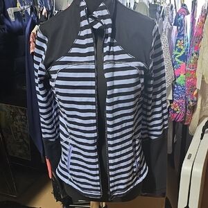 Lululemon Striped Bomber Jacket - Black and Blue